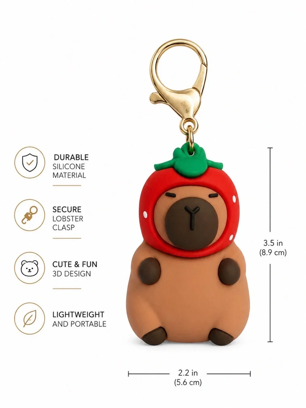 Capybara strawberry head bag charm